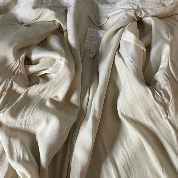 AVEC LES FILLES Boyfriend Linen Blazer in Natural Women’s Size Medium - Picture 7 of 10